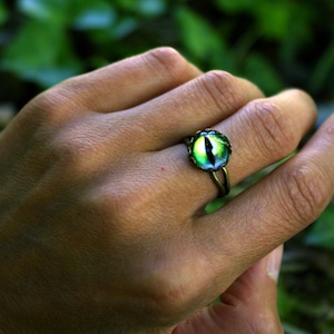 Glass Eye Ring, Green Eye, Ankmal Eye Ring, Protective Talisman, Evil Eye, Boho Ring, Bohemian Jewellery.