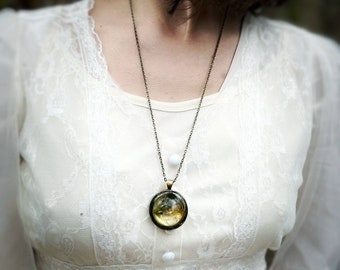 Lavender Flower Necklace, Resin Talisman, Handpainted Plant Jewelry