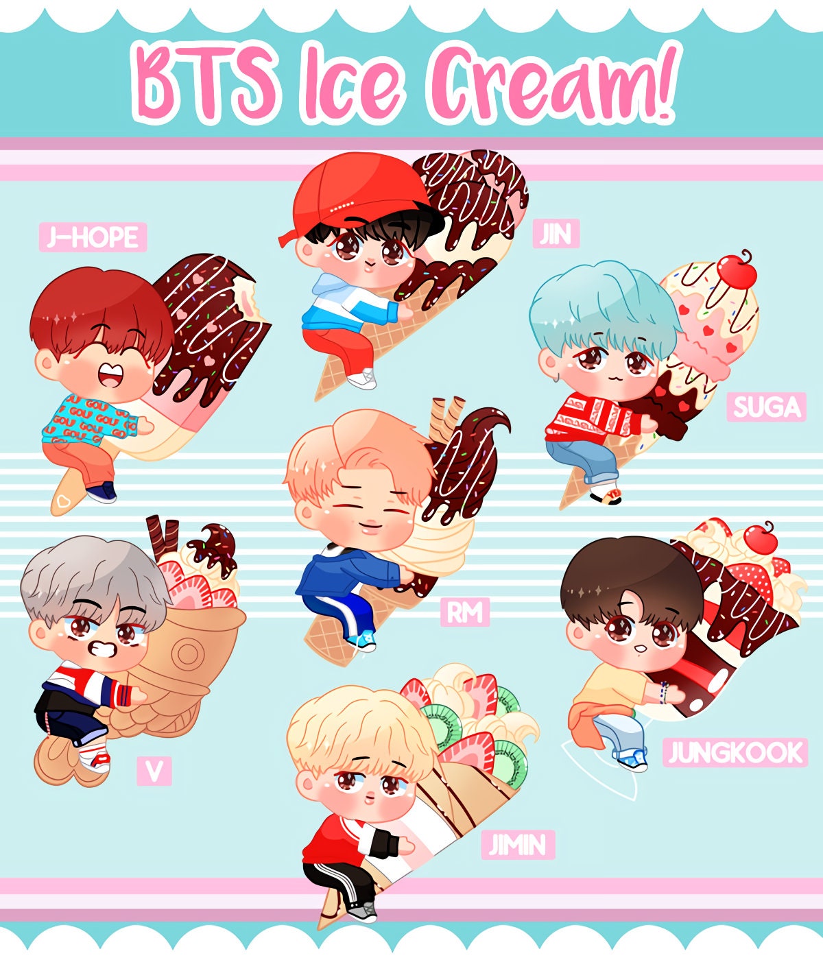BTS Ice Cream! Clear Acrylic Charms - Etsy