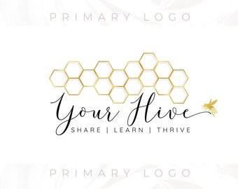 Beehive Logo, Bee Logo, Hive Logo, Honeybee Logo, Honeycomb Logo, Premade Logo, Custom Logo, Watermark Logo, Business Logo, Website Logo