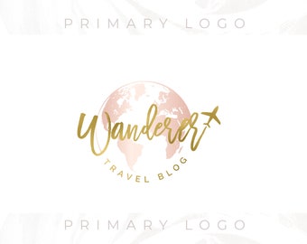 Globe Travel Logo, Globe Logo, Airplane Logo, Premade Logo, Custom Logo, Watermark Logo, Business Logo, Website Logo