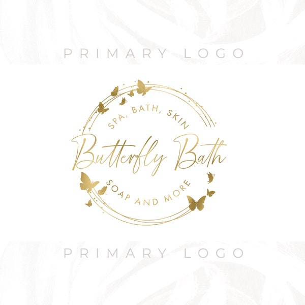 Circle Butterfly Logo, Schmetterling Logo, Gold Circle Logo, Vorgefertigtes Logo, Custom Logo, Watermark Logo, Business Logo, Website Logo