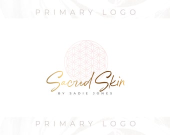 Flower of Life Logo, Sacred Symbol Logo, Gold Logo, Watercolor Logo, Premade Logo, Custom Logo, Watermark Logo, Business Logo, Website Logo