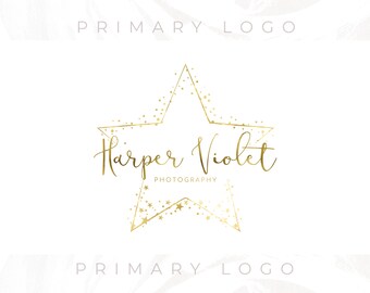 Gold Star Logo, Gold logo, Premade Logo, Custom Logo, Watermark Logo, Business Logo, Website Logo