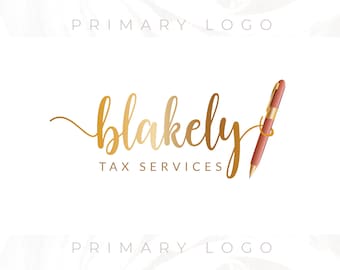 Pen Logo, Tax Logo, Bookkeeping Logo, CPA Logo, Accountant Logo, Feminine Accountant Logo, Feminine Accounting Logo, Business Logo,