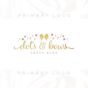 Dots Logo, Bow Logo, Gold Logo, Premade Logo, Custom Logo, Watermark Logo, Business Logo, Website Logo