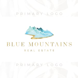 Mountains and River Logo, Mountains Logo, Watercolor Mountains Logo, Premade Logo, Custom Logo, Watermark Logo, Business Logo, Website Logo