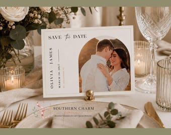 Plantilla para anunciar la fecha de la boda, editable en Canva, anuncio de boda para móvil e imprimible, descarga instantánea.
