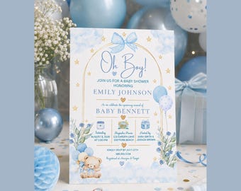 Invitación para baby shower de niño, invitación animada para móvil, baby shower de niño, invitación por mensaje de texto, lista para usar.