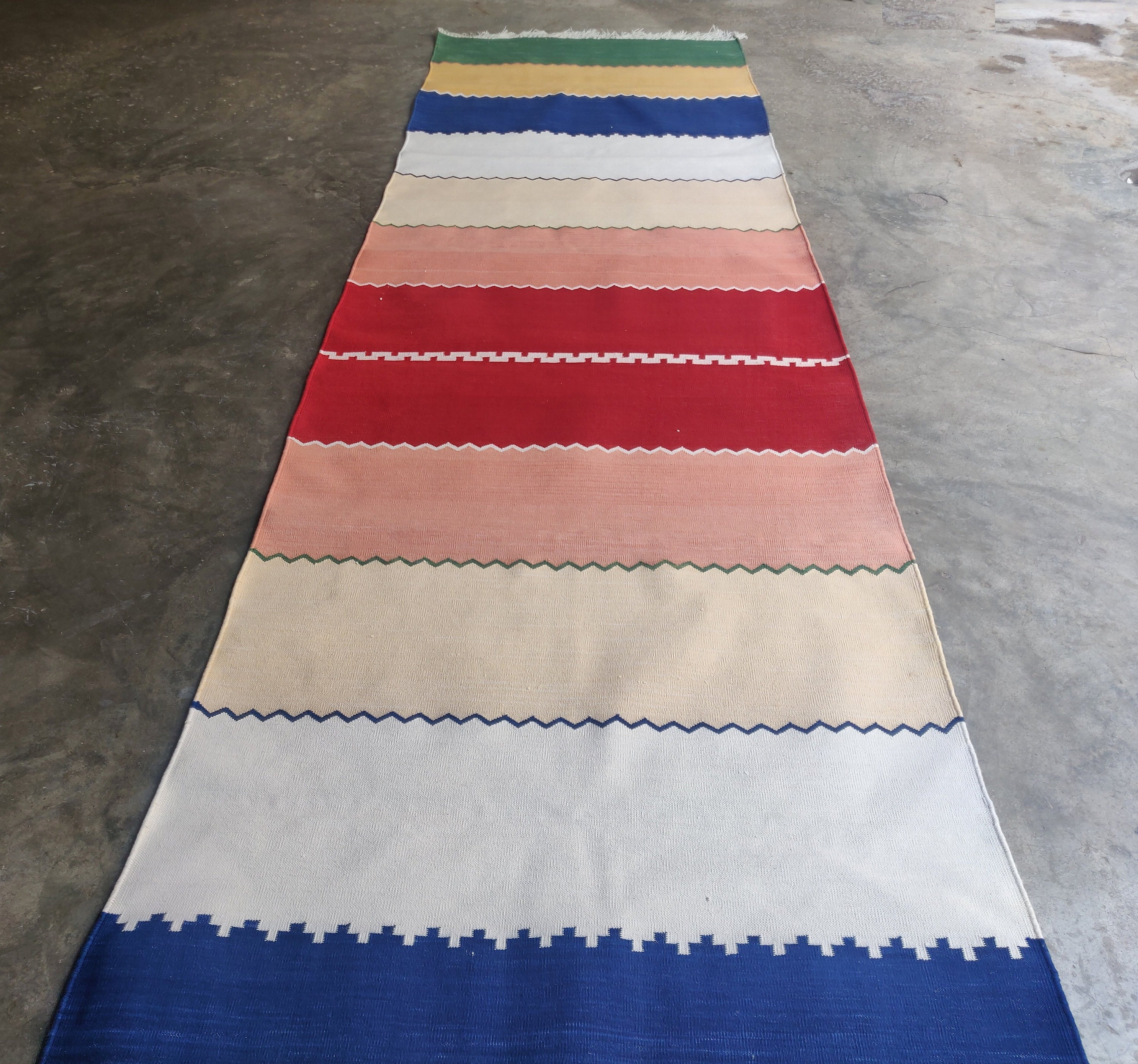 Cotton Rug Runner Home decor Flat Weave 3'x12' Etsy