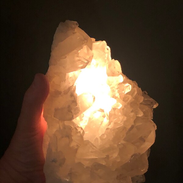 Lamp Quartz Cluster Dimmable 6” tall with cord can be used as lamp