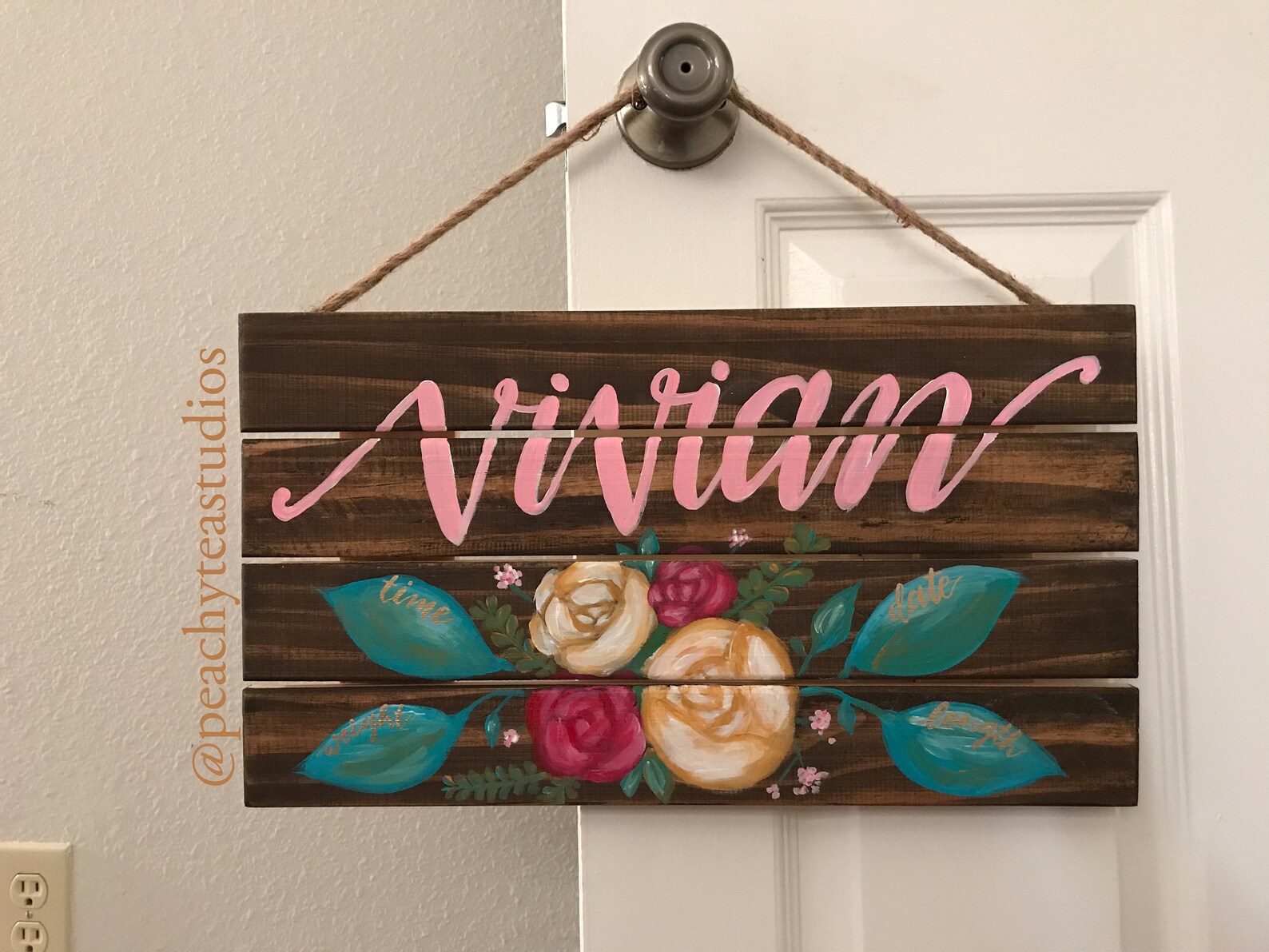 Rustic Hospital Wooden Door Hanger for Baby Girl Etsy