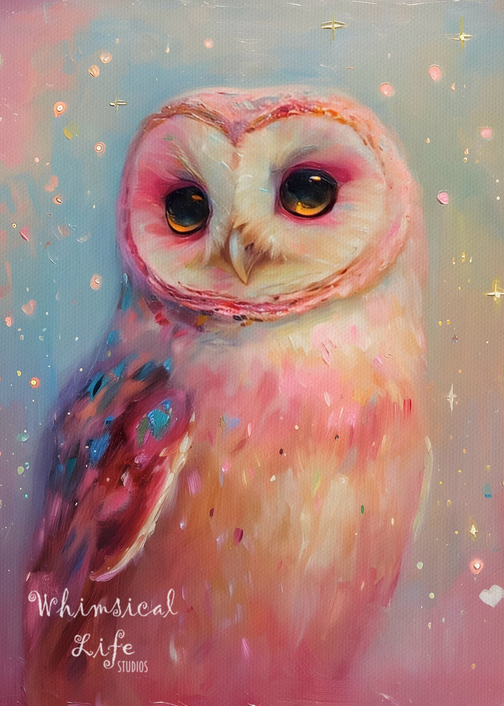 Pastel Dreams Owl Print, Direct from artist, Whimsical owl Art, Contemporary owl Art, Pop Surreal, B