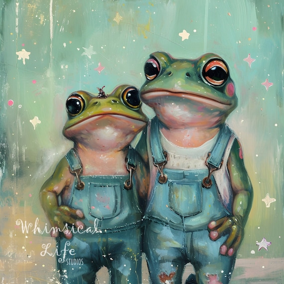 Bob & Murphy Frog Buddies Print - Frog art, Frog Painting, Pastel  Aesthetic, Frog Decor, Pop Surreal, Anthropomorphism, Kitschy, Kitsch