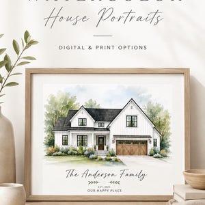 Custom Watercolor House Portrait from Photo, Personalized Home Wall Art (Digital Download or Print)