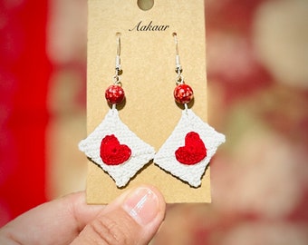 Crochet love letter envelope earrings- crochet earrings/crochet heart/crochet dangle earrings/valentines day gift for her/ valentines day