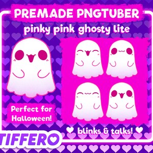 Kawaii Pink Ghosty PNGtuber Model (4 PNGs) (Digital Download)
