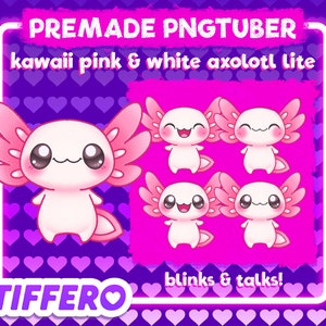 Kawaii Pink Axolotl PNGtuber Model (4 PNGs) (Digital Download)