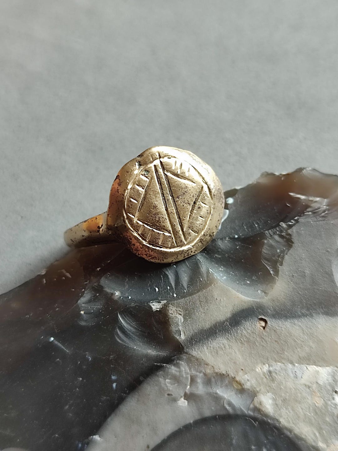 Medieval Bronze Ring With Signs, Antique Bronze Ring, Ancient Jewelry ...