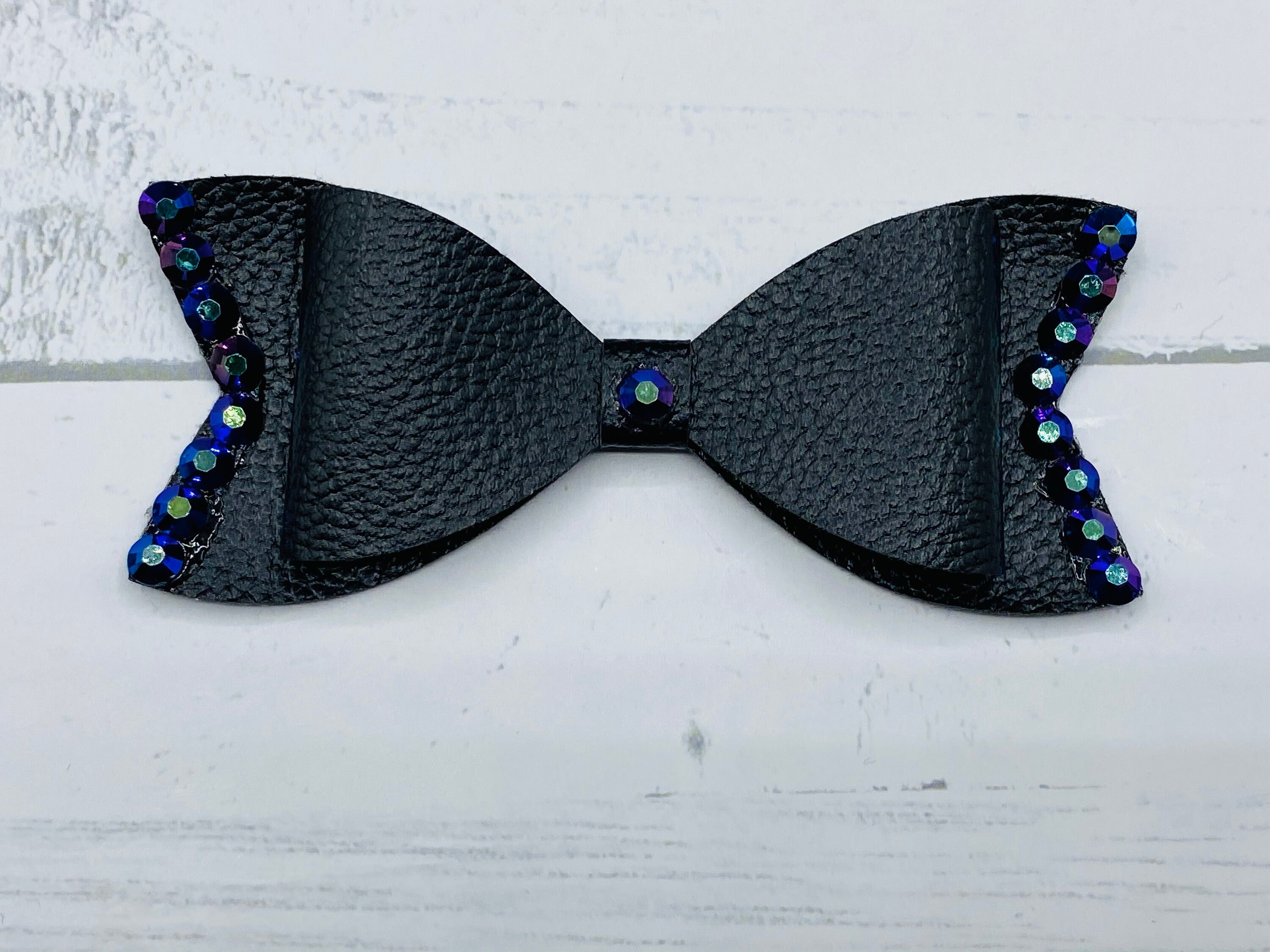 Faux Leather Bows With Rhinestones Etsy UK