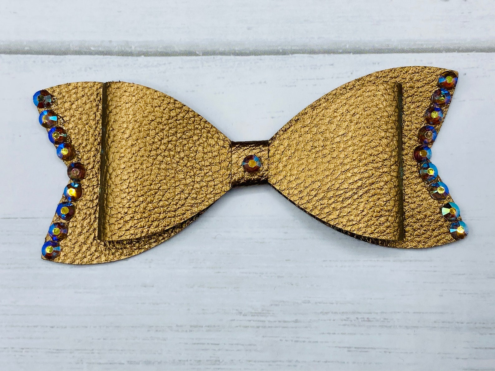 Faux Leather Bows With Rhinestones Etsy UK