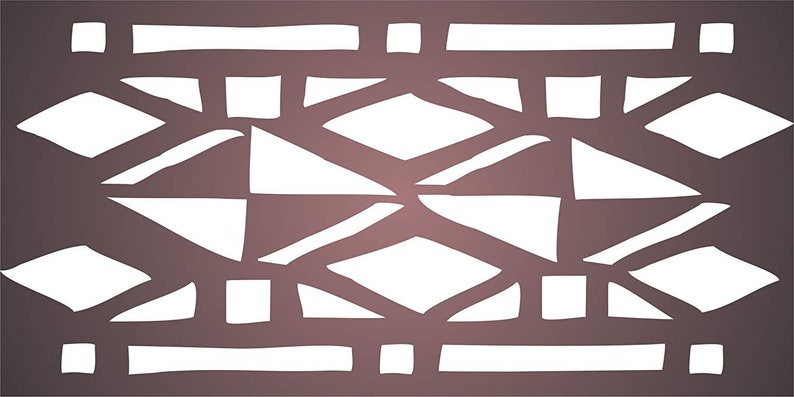 Tribal Art Stencil 14w x 6h Reusable Wall Stencils for Painting Best Quality African Wall Art Border Ideas Use on Walls Floors Fabrics