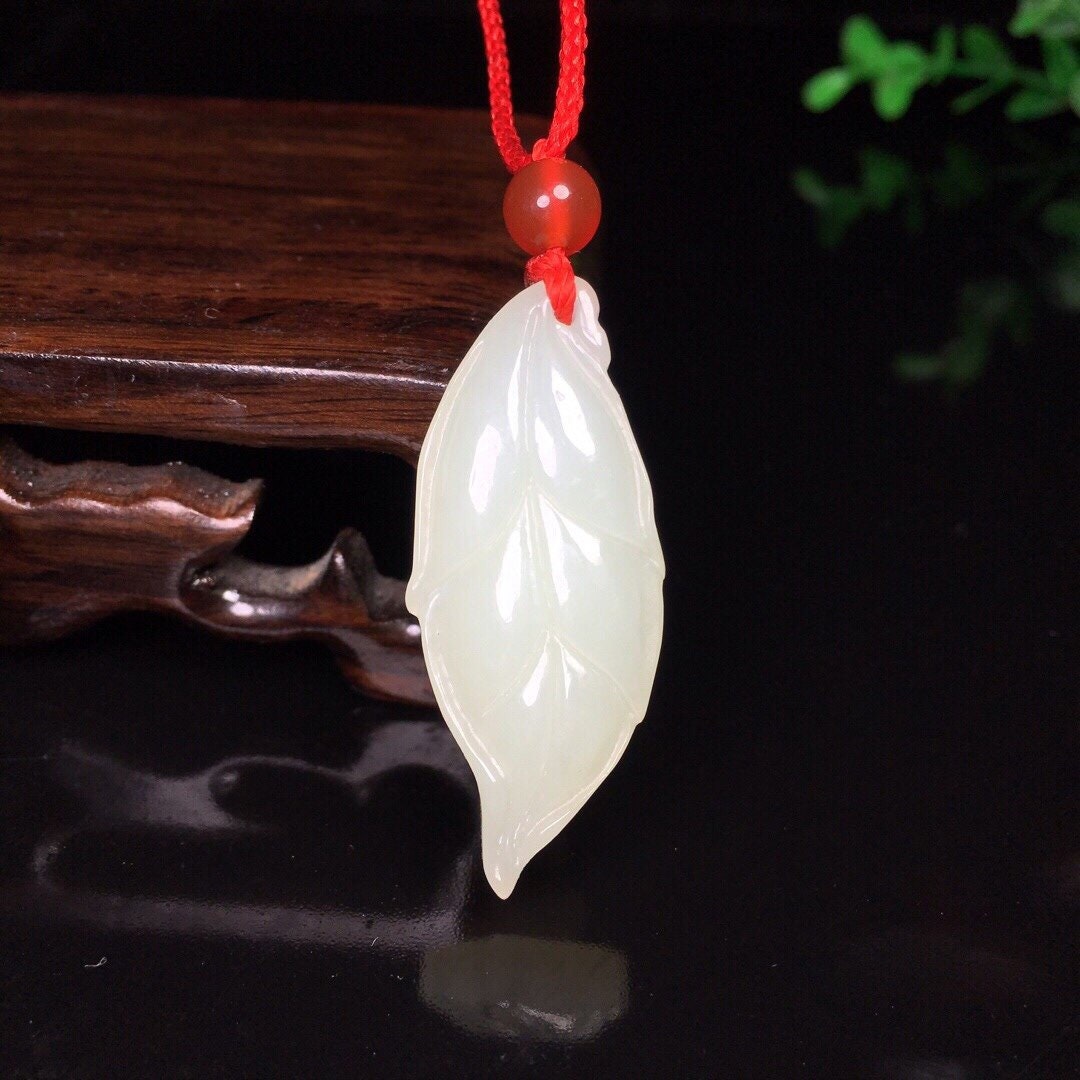 Hetian jade pendantwhite jade pendant necklaceleaves Etsy