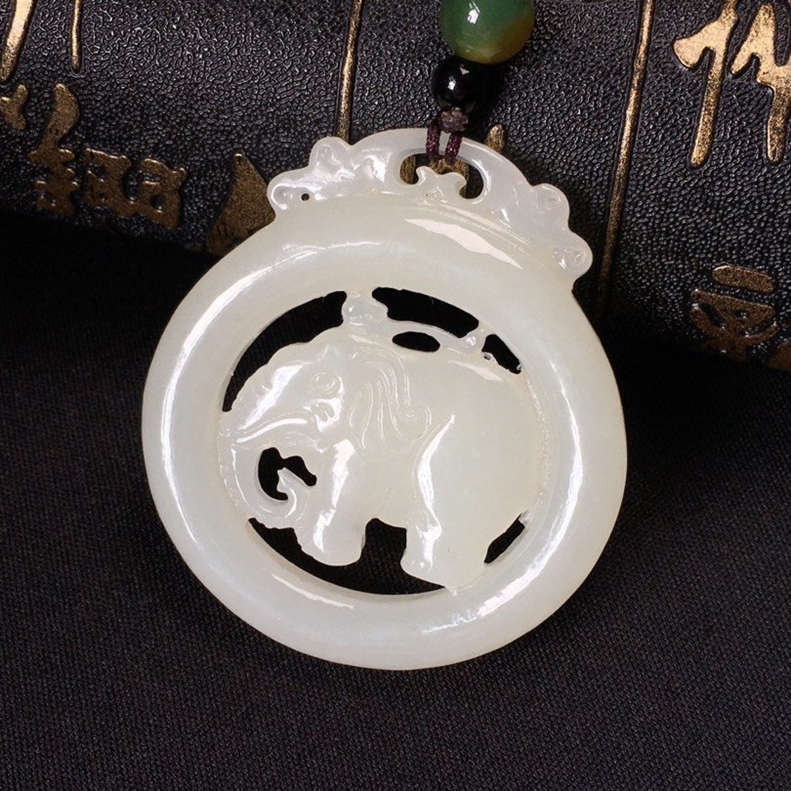 Hetian jade elephant necklace necklace for women women | Etsy