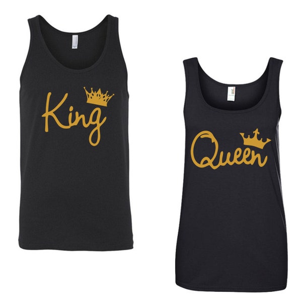 King and Queen Tank Top - King and Queen - King and Queen - Gold Queen and King Tank top (2288)