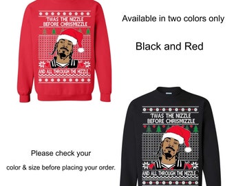 Funny Ugly Christmas Sweatshirt-Ugly Sweatshirt- Snoop Dogg Ugly Christmas Sweatshirt- Christmas Sweatshirt