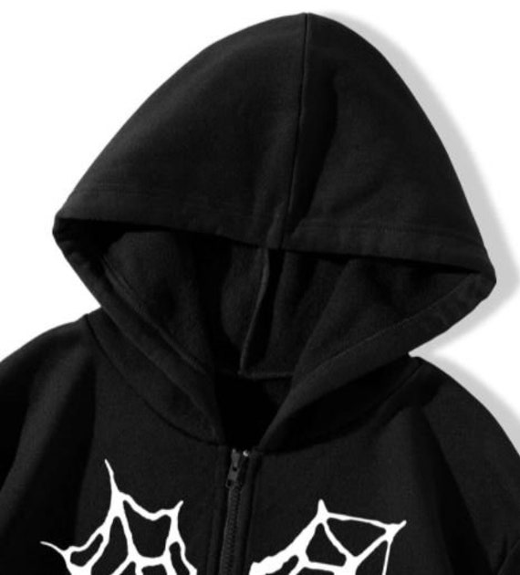 Spider Web u0026 Heart Print Zipper Thermal Hoodie - Etsy