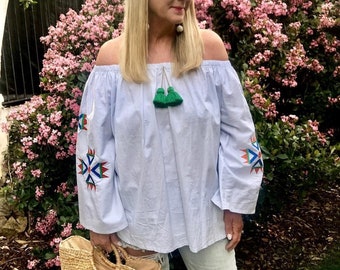 vysyvanka top embroidered moroccan off shoulder shirt oversized bohemian top