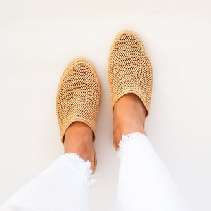 Raffia shoes handmade slippers summer mules Moroccan shoes raphia flats babouch
