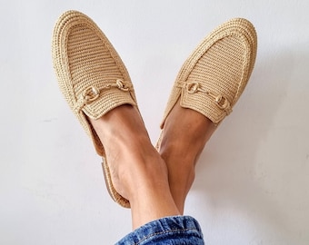 Raffia Slides, Handmade Moroccan shoes, Raffia Women babouch, Flats
