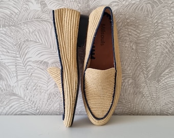 Mocasines de rafia hechos a mano: zapatos de cuero para hombre marroquíes