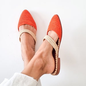 Raffia Mules Moroccan handmade shoes raffia slippers organic raphia shoes summer slides gift for her moroccan babouch