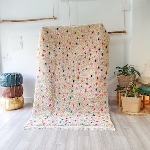 Beni ourain rug, Moroccan rug, Berber carpet, Cream Wool rug, Handmade rug, Nursery Rug, Cream Area rug, Tapis berbere, Teppich.