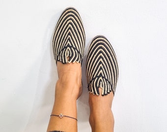 Handmade Raffia Mules: Moroccan Babouches, Summer Flats