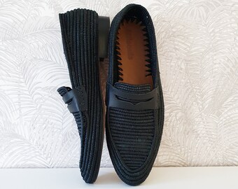 Mocasines de rafia hechos a mano para hombre: pantuflas de cuero marroquí