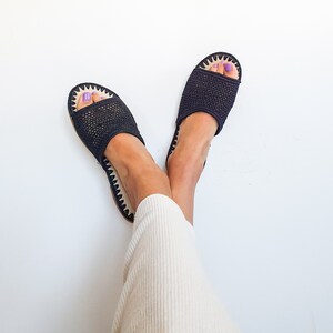 Chaussures en raphia sandales faites main mules d&#39;été Chaussures marocaines en raphia plates babouch