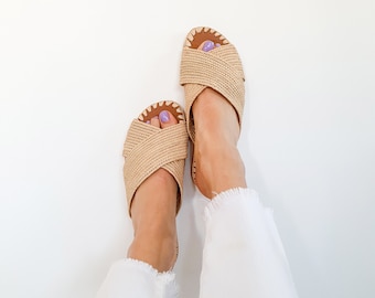 Ready to ship raffia sandals, handmade shoes, Moroccan shoes, Moroccan babouch, raffia shoes