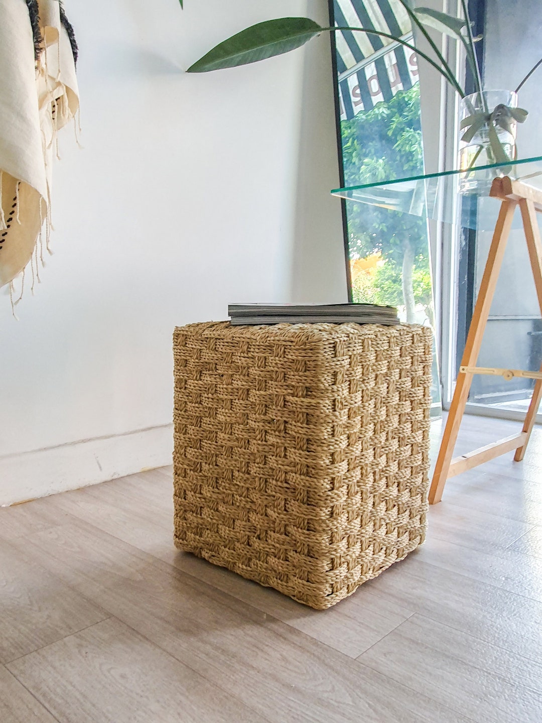 Dotcom Straw Ottoman Pouf main image 1