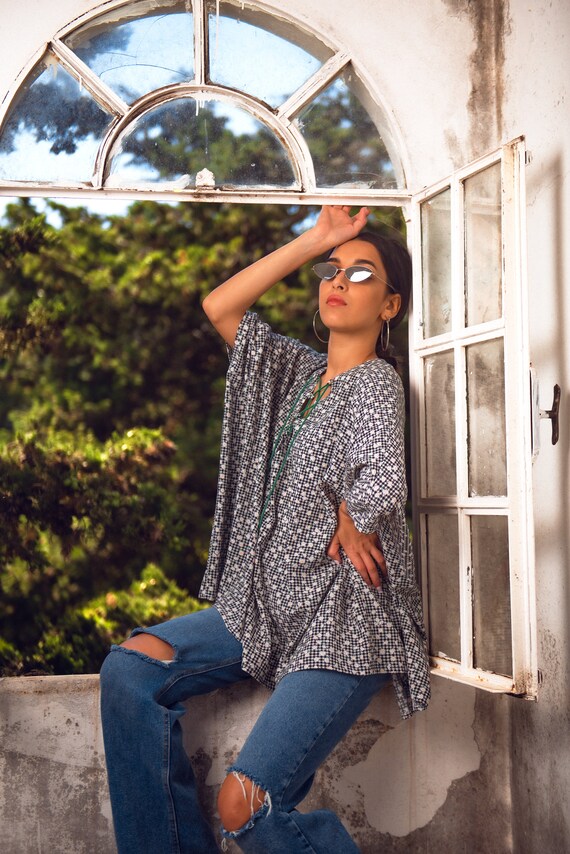 Tunique marocaine Haut fait a la main Haut dete Kaftan marocain Tunique femme Villegiature Chemisier Boho Etsy France