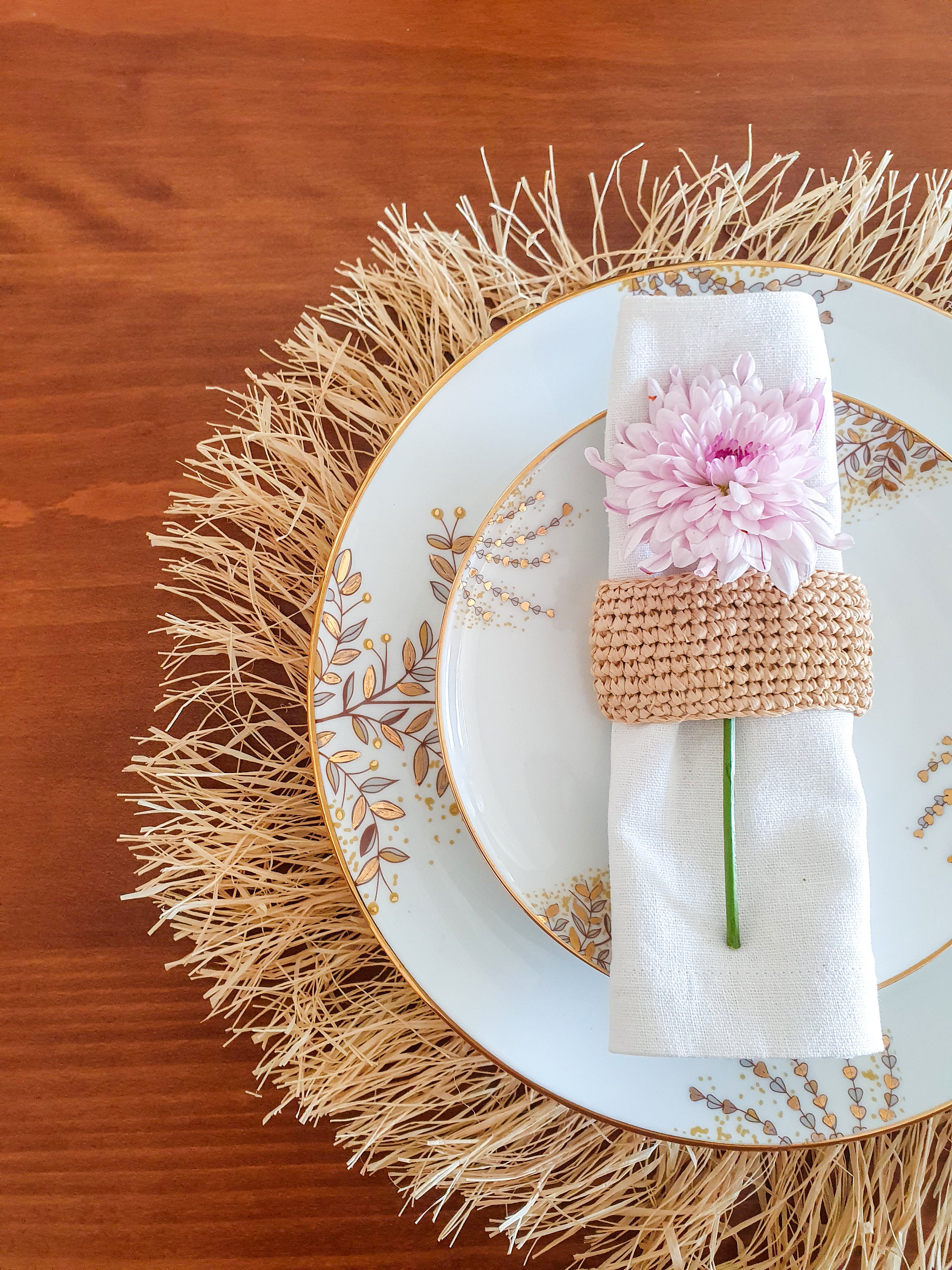 Set of 4 Moroccan Placemat raffia with fringes Coaster Hand Etsy