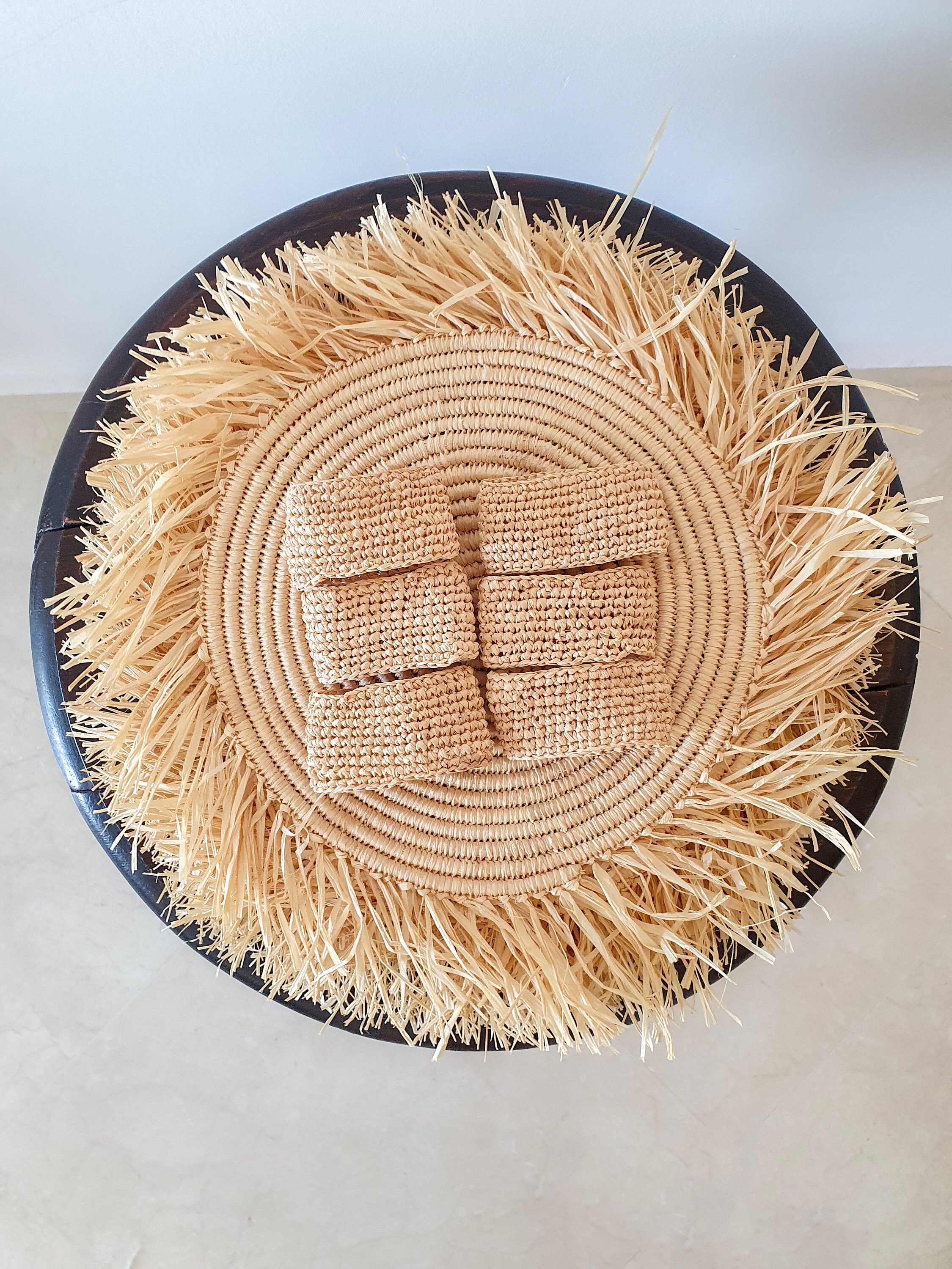 Set of 8 Moroccan Placemat Raffia With Fringes Coaster Hand | Etsy