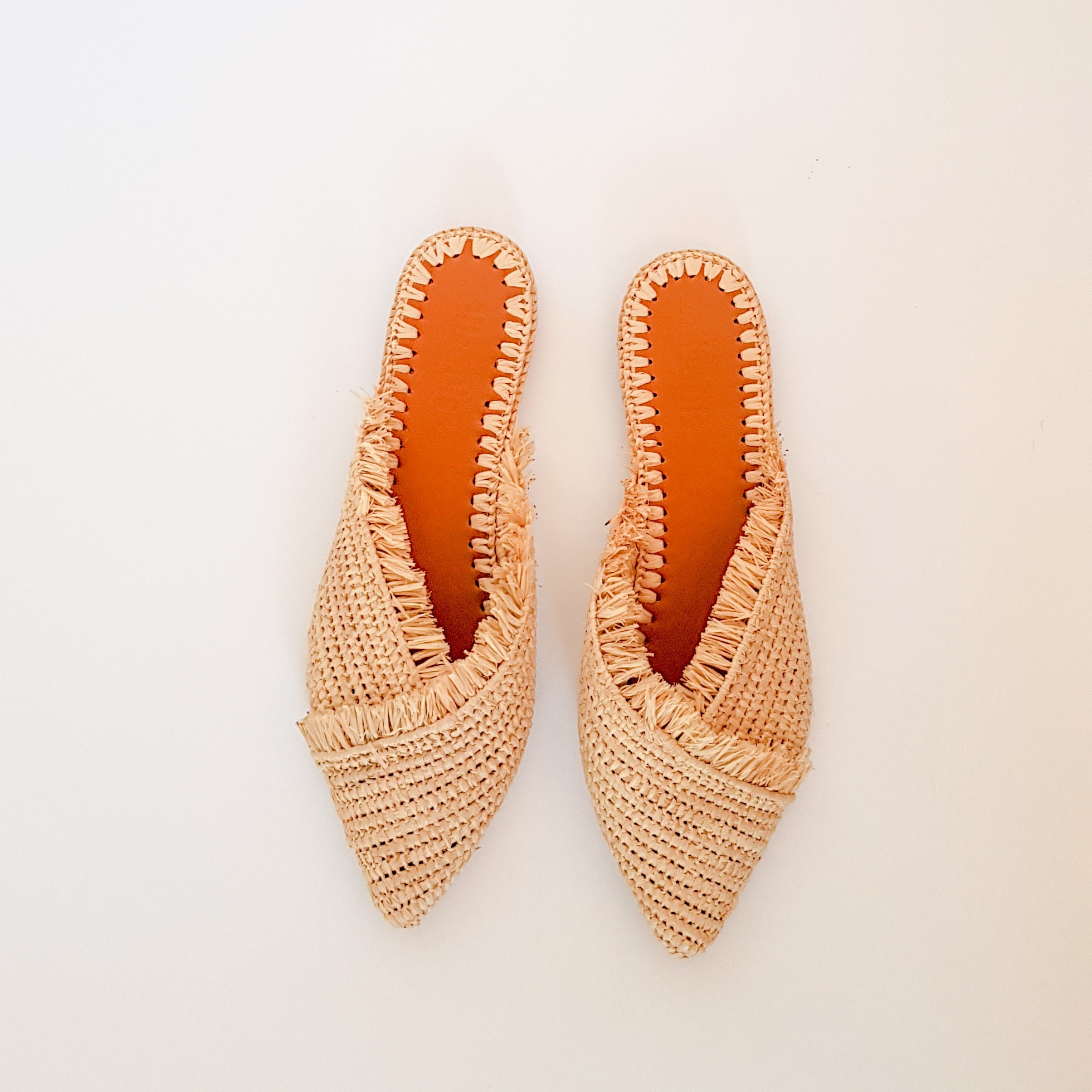 Raffia Shoes Handmade Slippers Natural Summer Mules - Etsy