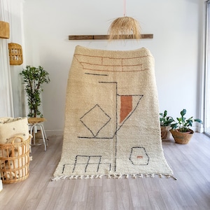 Beni Ourain Rug, Colorful Rug, Berber Rug, Moroccan Rug, Handmade rug, Abstract Rug, azilal Rug