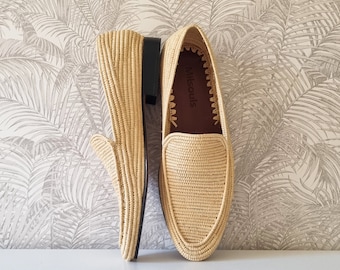 Mocasines de rafia hechos a mano: zapatos de cuero para hombre marroquíes