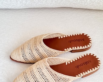 Handmade Raffia Mules: Moroccan Summer Slippers Denmark - Main Image