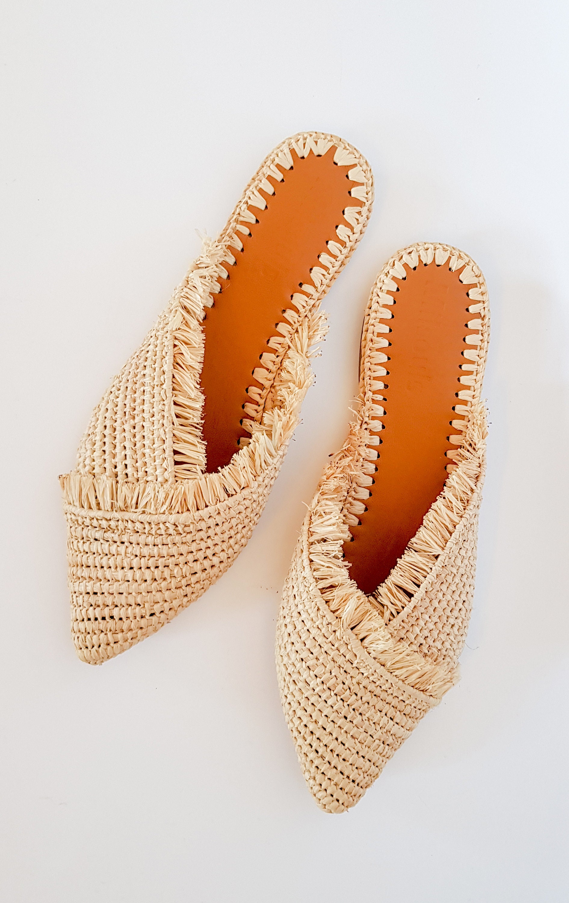 Raffia Shoes Handmade Slippers Natural Summer Mules - Etsy